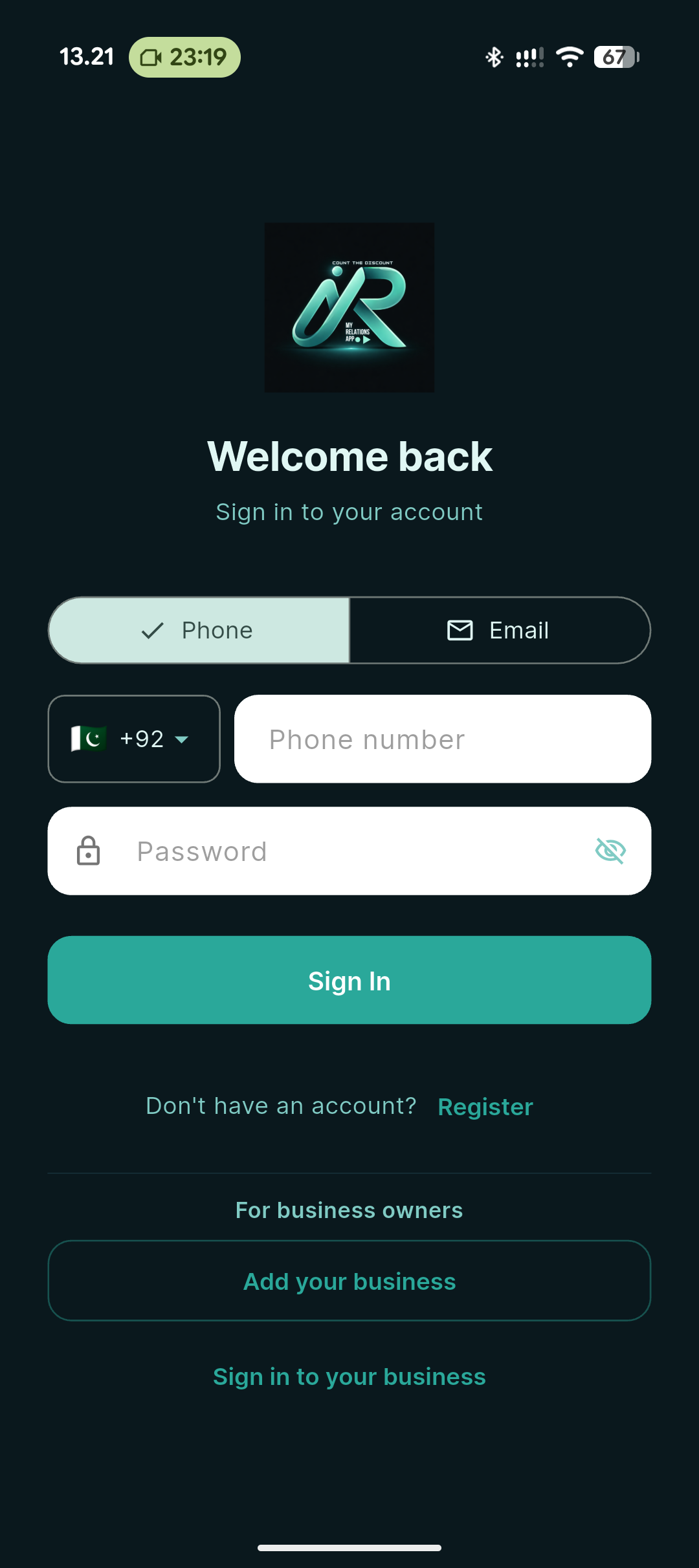 Adding your business in the app